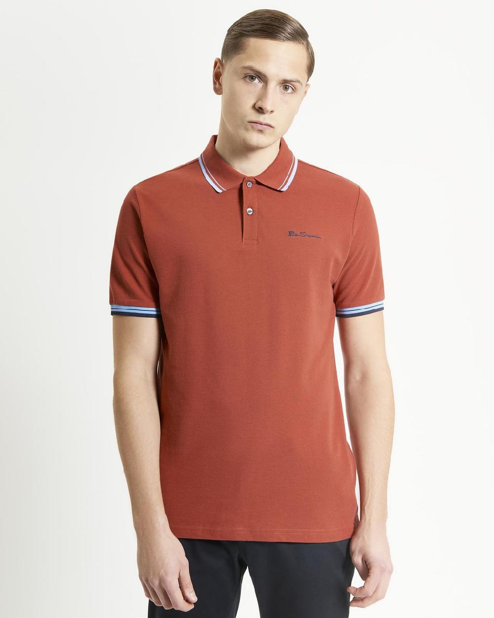ben sherman Signature Pique Polo in Brick Red