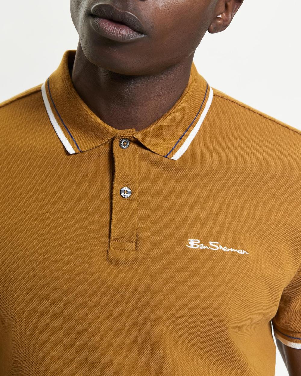 Ben Sherman Signature Pique Polo In Caramel