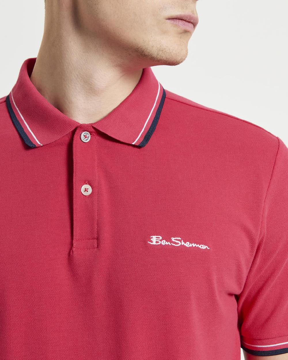 Ben Sherman Signature Pique Polo In Cerise
