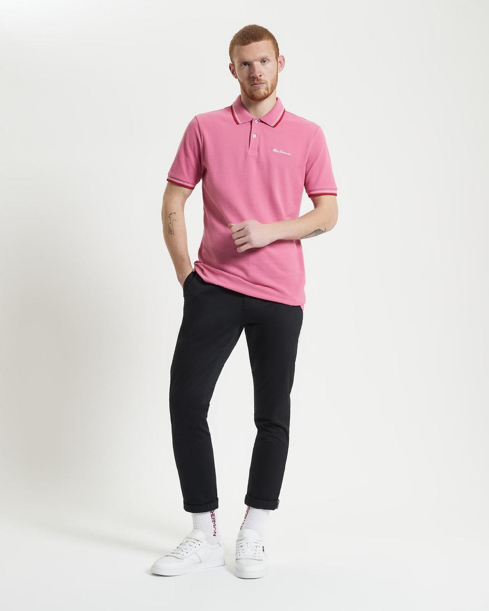 Ben Sherman Signature Pique Polo In Dark Pink