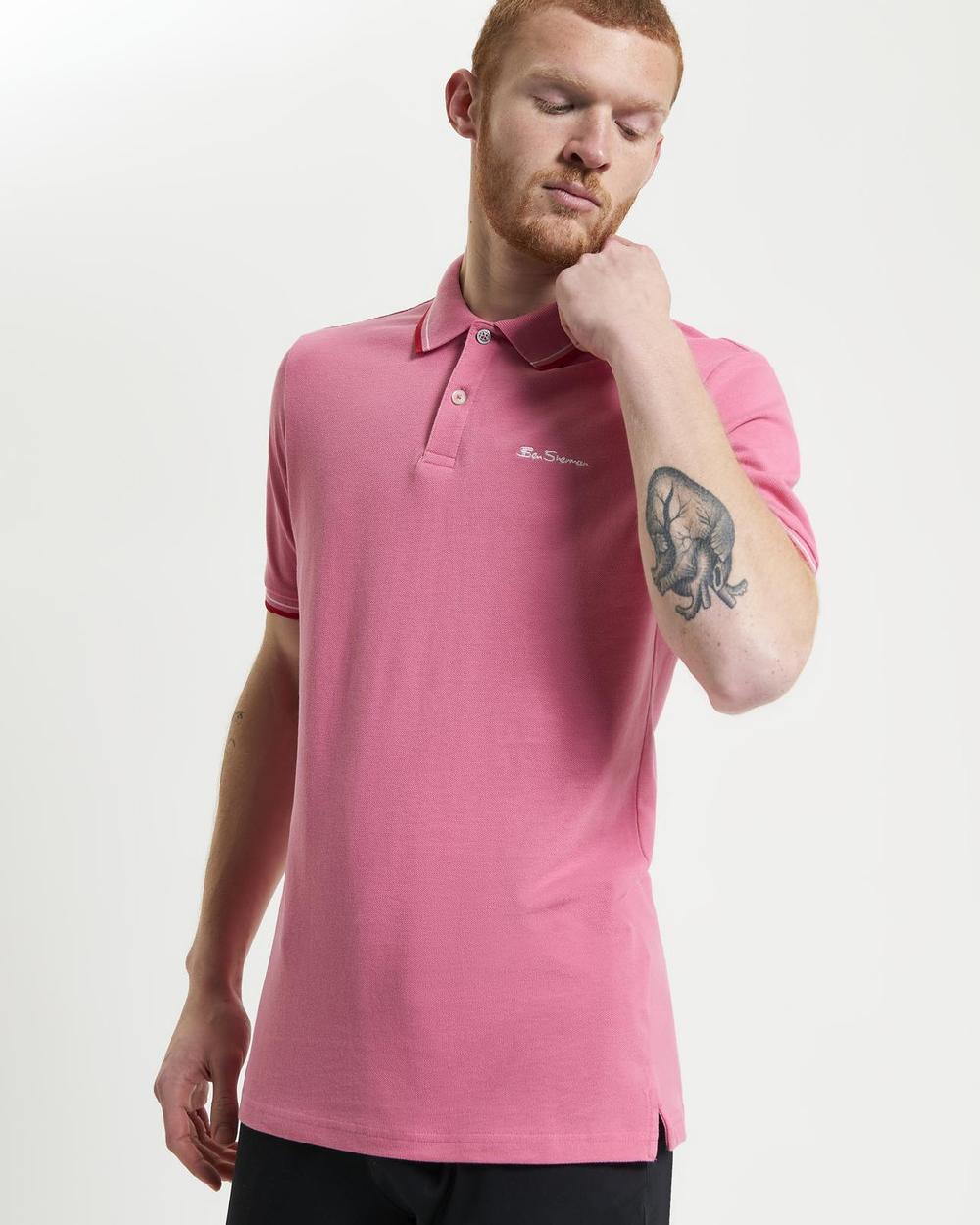 ben sherman Signature Pique Polo in Dark Pink
