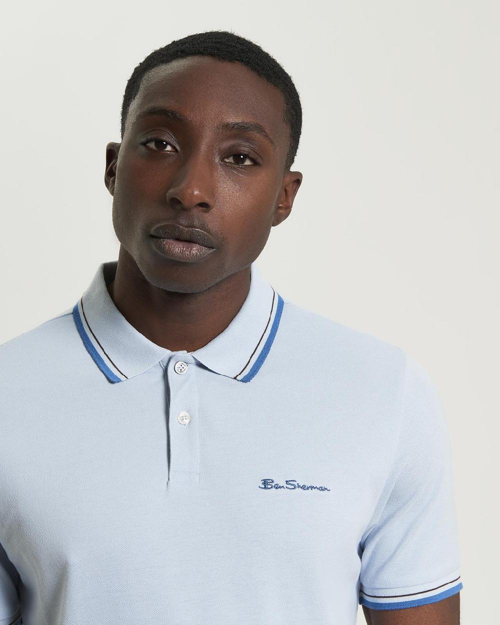 Ben Sherman Signature Pique Polo In Ice Blue