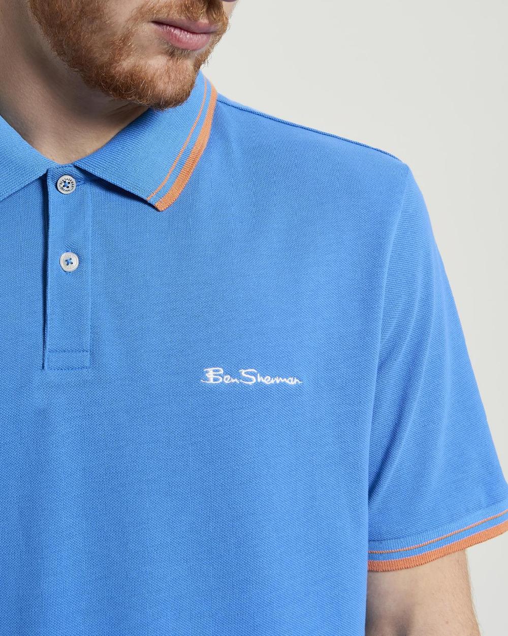 Ben Sherman Signature Pique Polo In Kingfisher