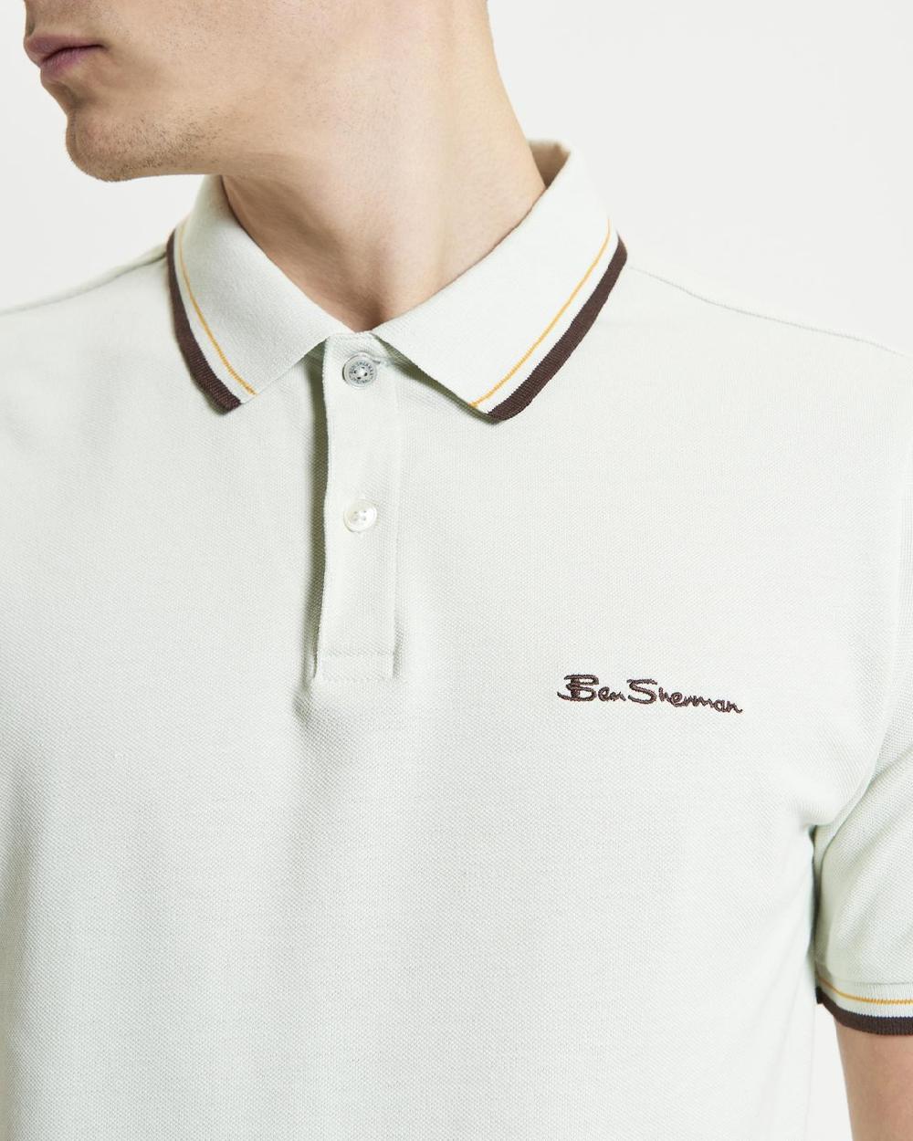 Ben Sherman Signature Pique Polo In Light Green