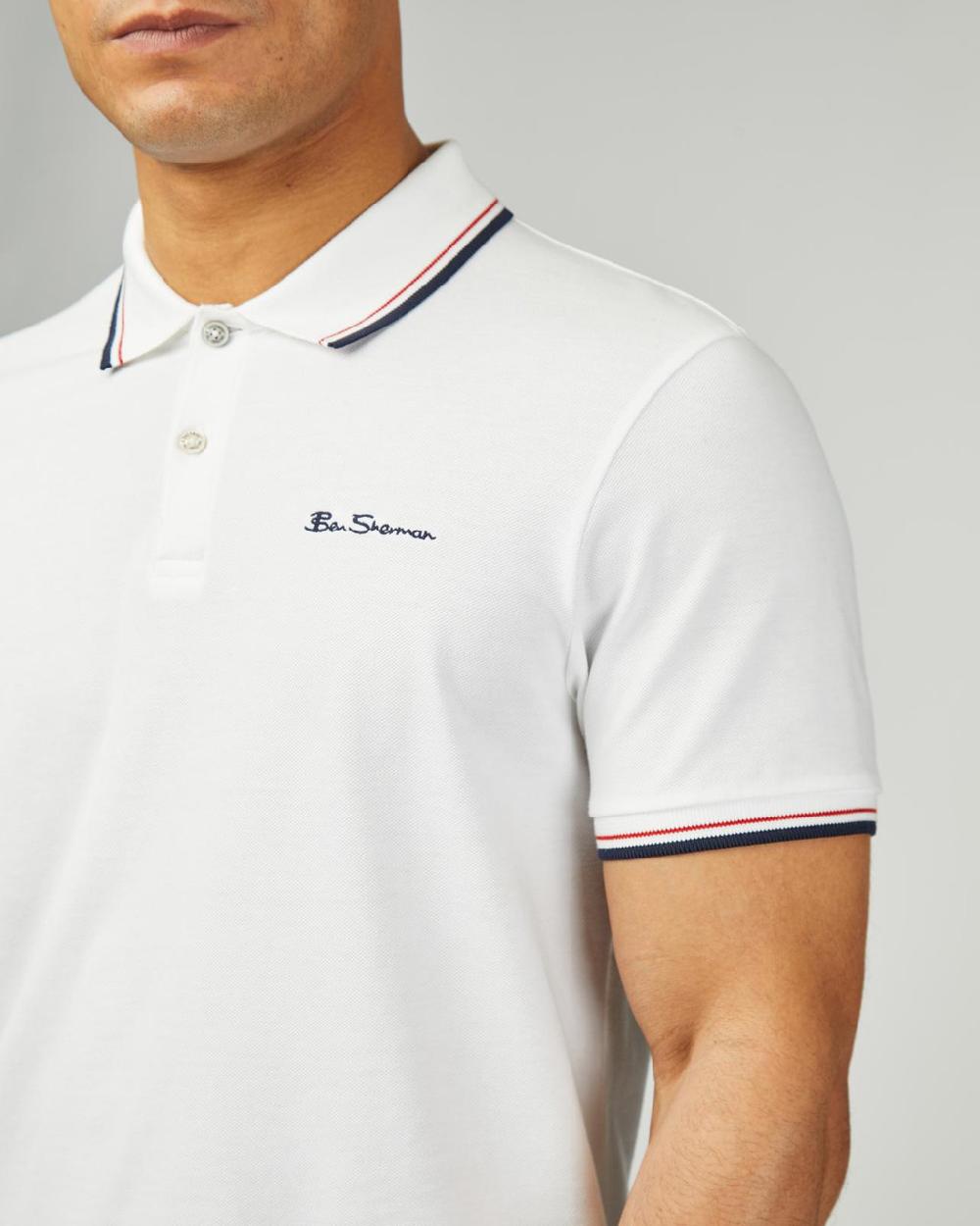 Ben Sherman Signature Pique Polo In White