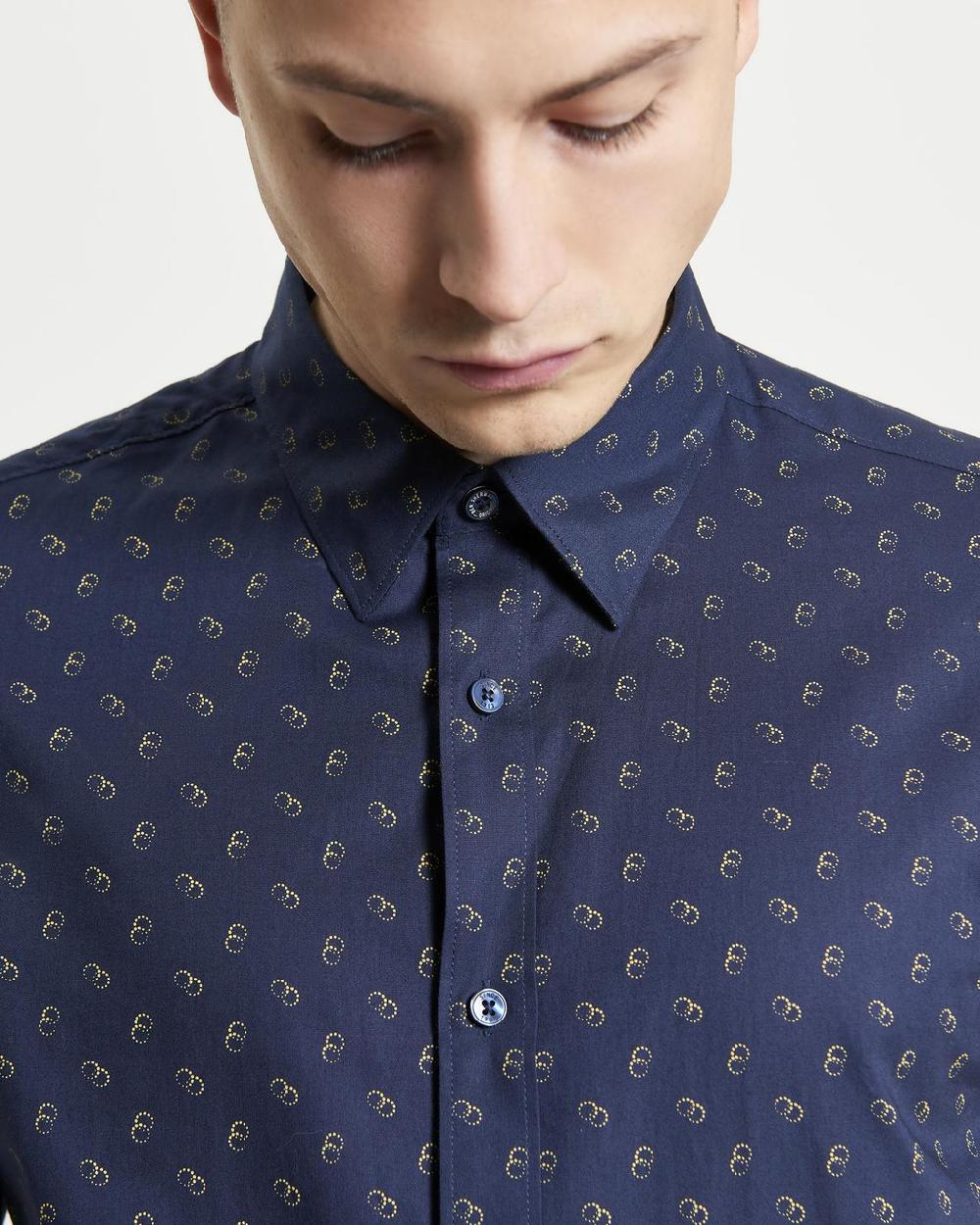 Ben Sherman Stipple Print Shirt In Dark Navy