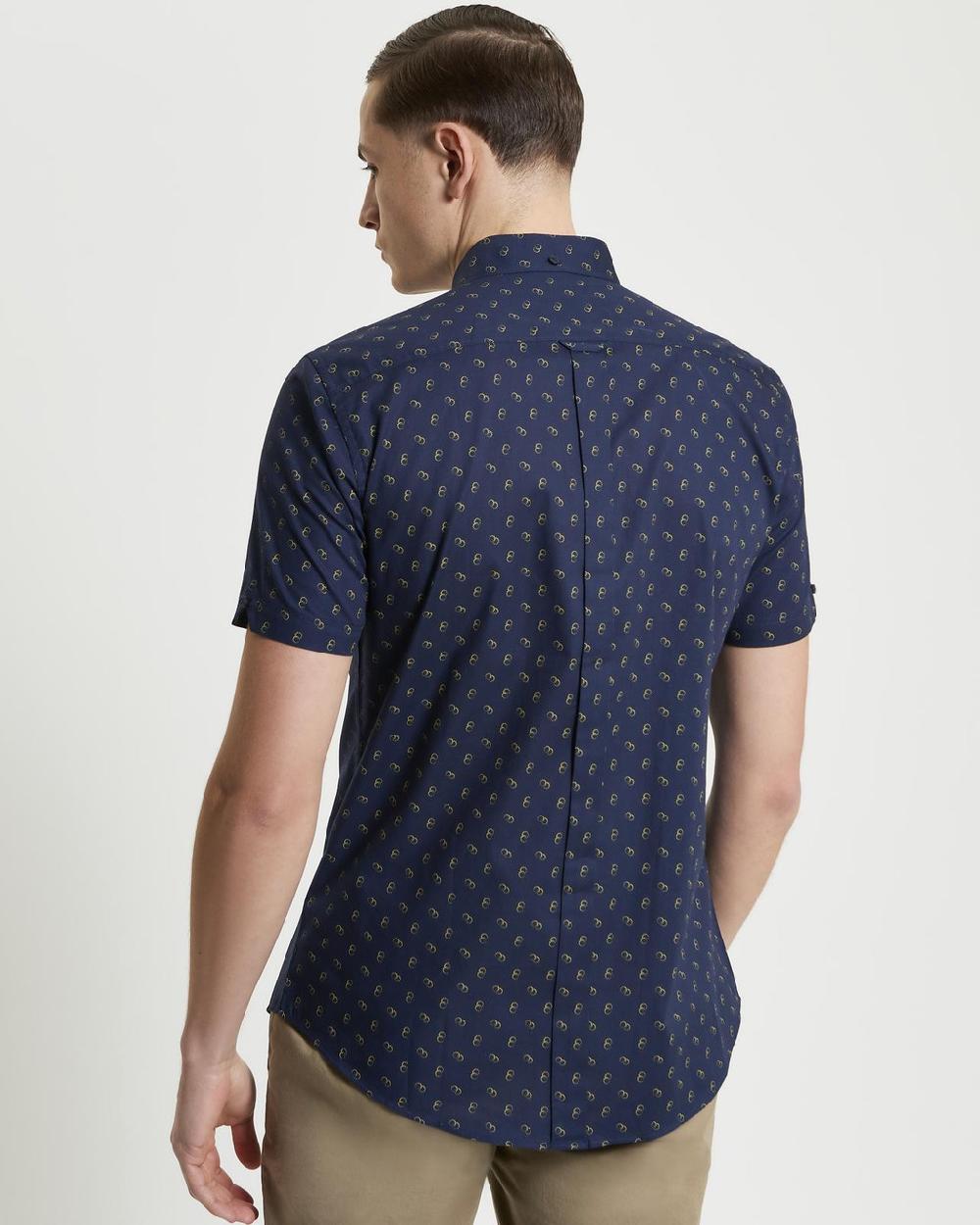 Ben Sherman Stipple Print Shirt In Dark Navy