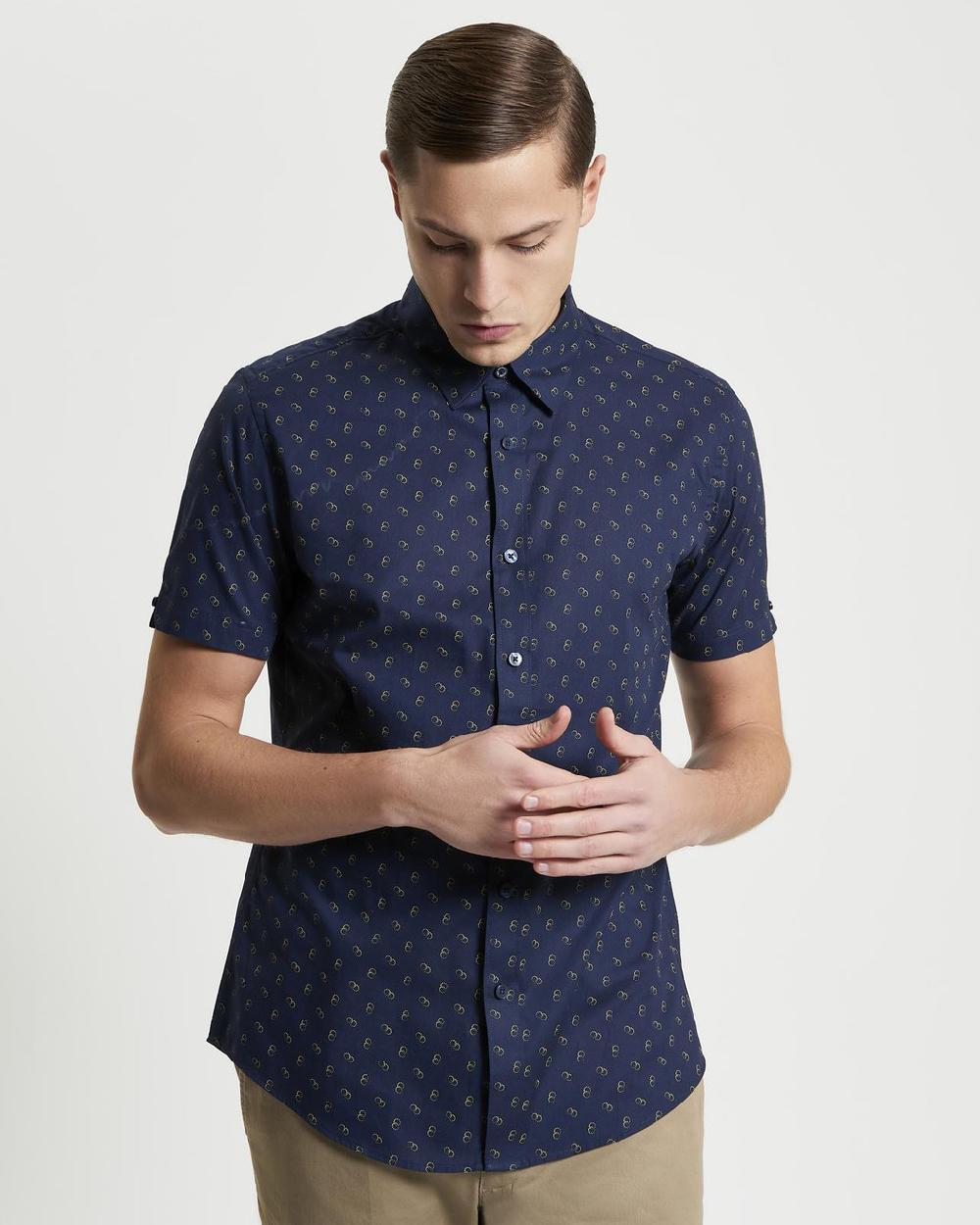 ben sherman Stipple Print Shirt in Dark Navy