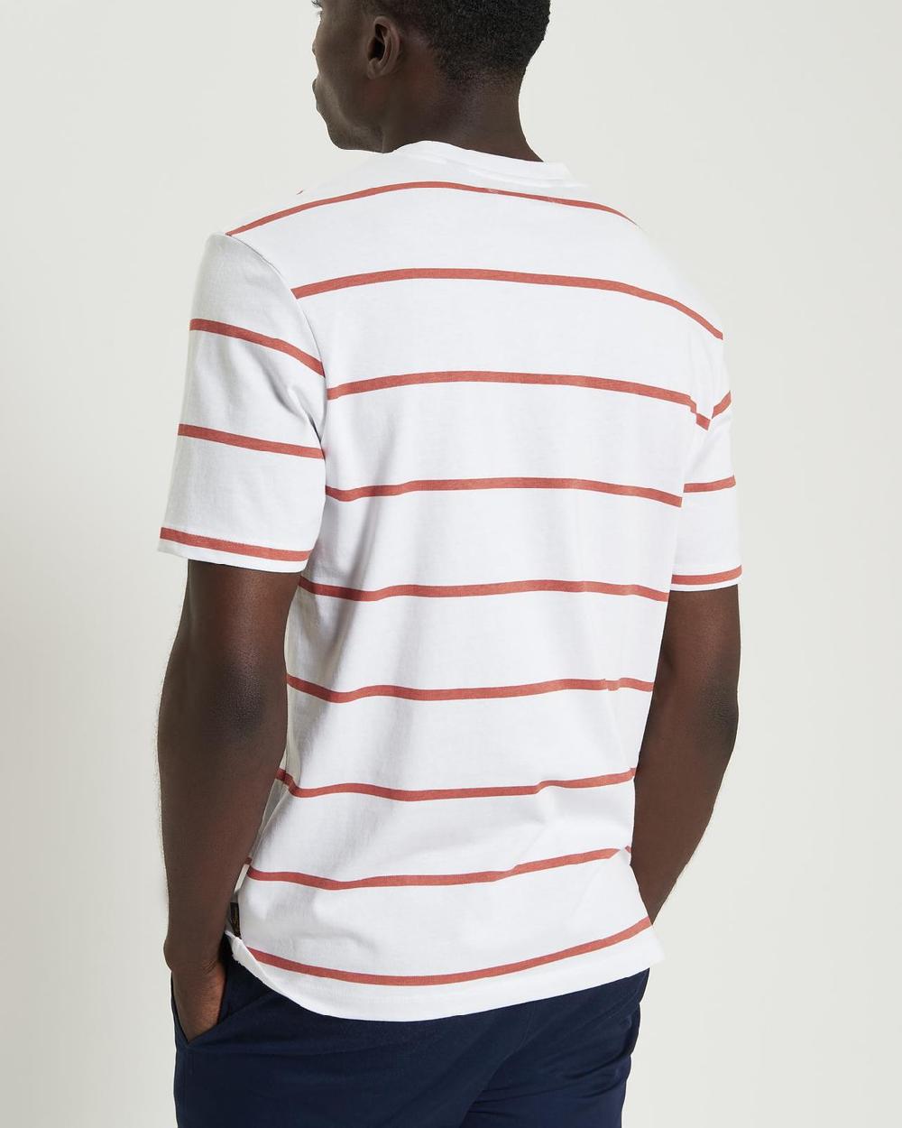 Ben Sherman Stripe Script Tee In White