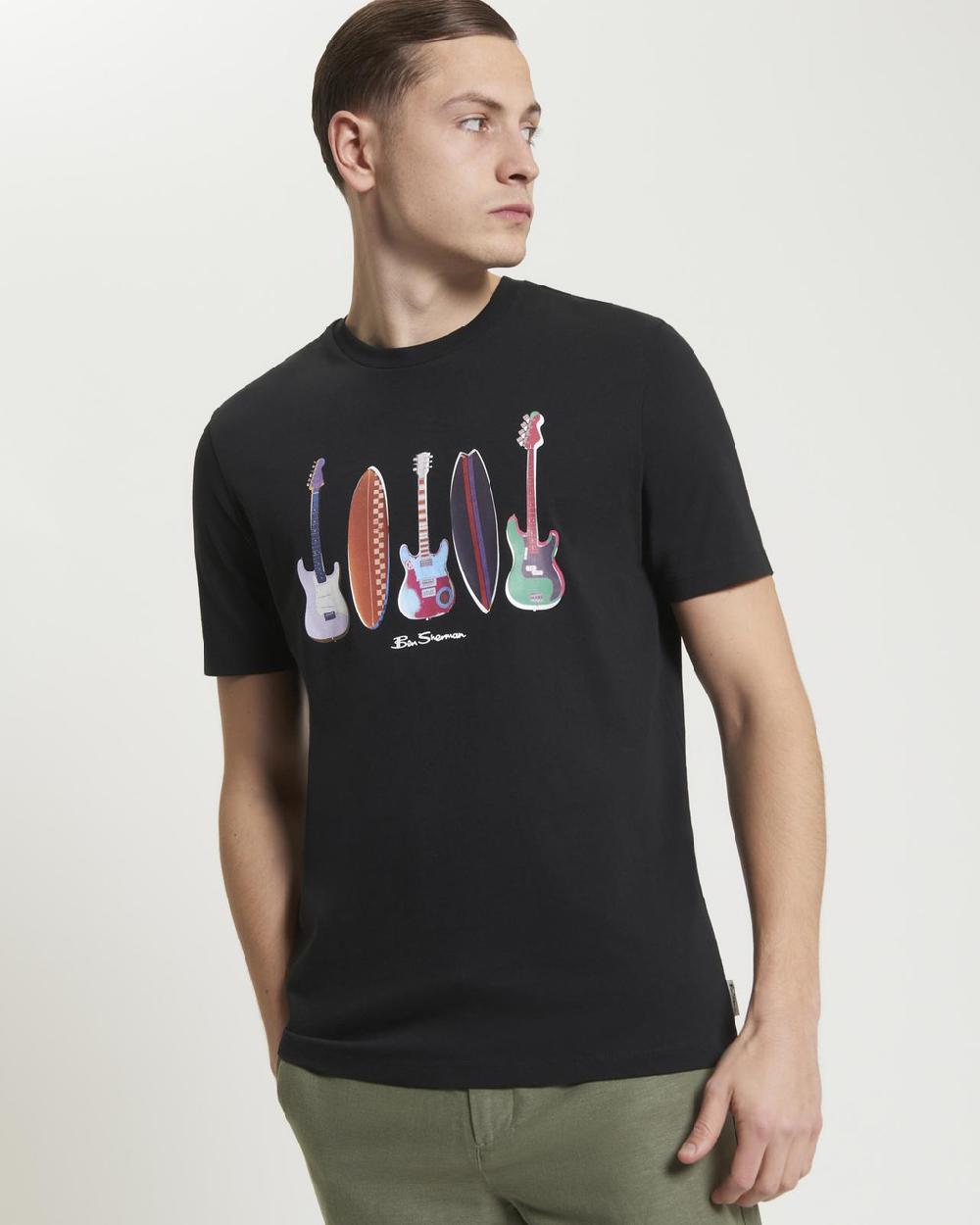 ben sherman Surf N Guitars Tee in Black