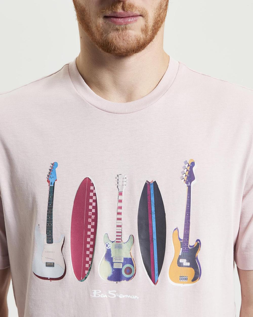 Ben Sherman Surf N Guitars Tee In Blush Pink