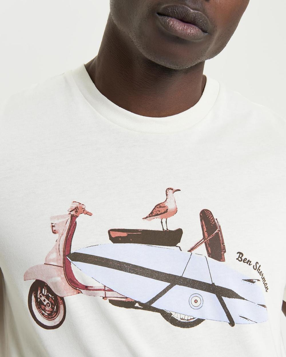 Ben Sherman Surf Scooter Tee In Ivory