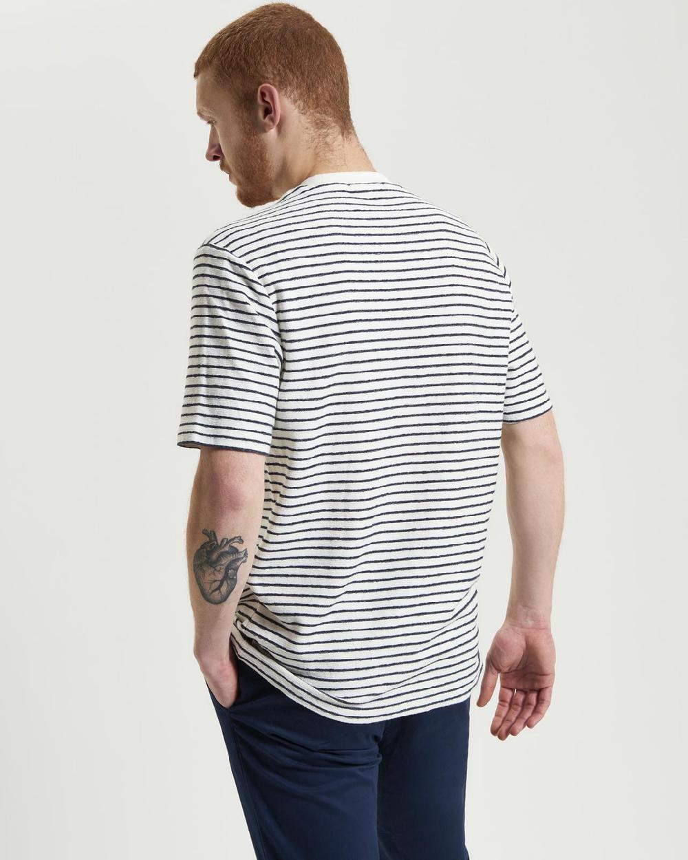 Ben Sherman Textured Stripe Tee In Snow White