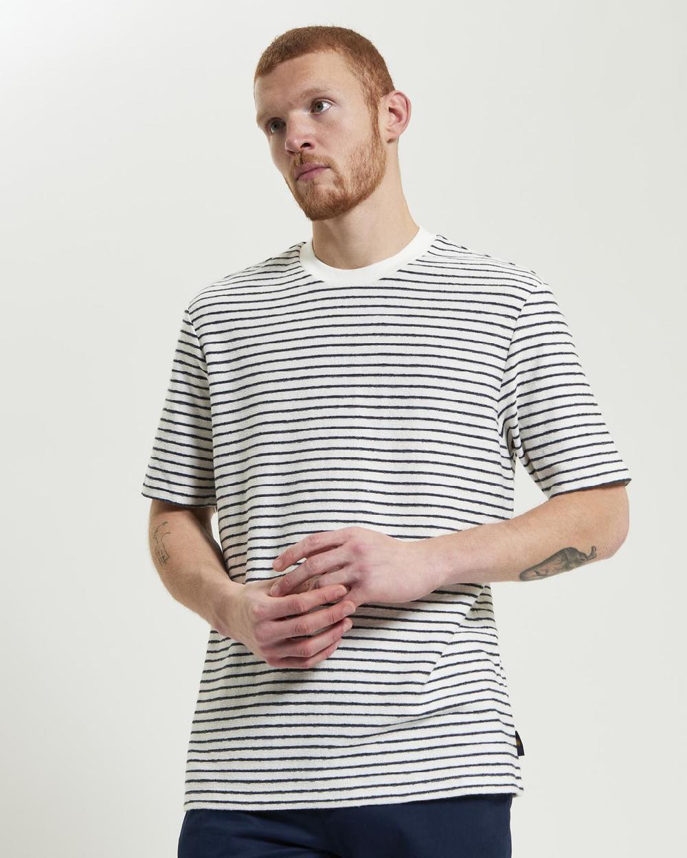 ben sherman Textured Stripe Tee in Snow White