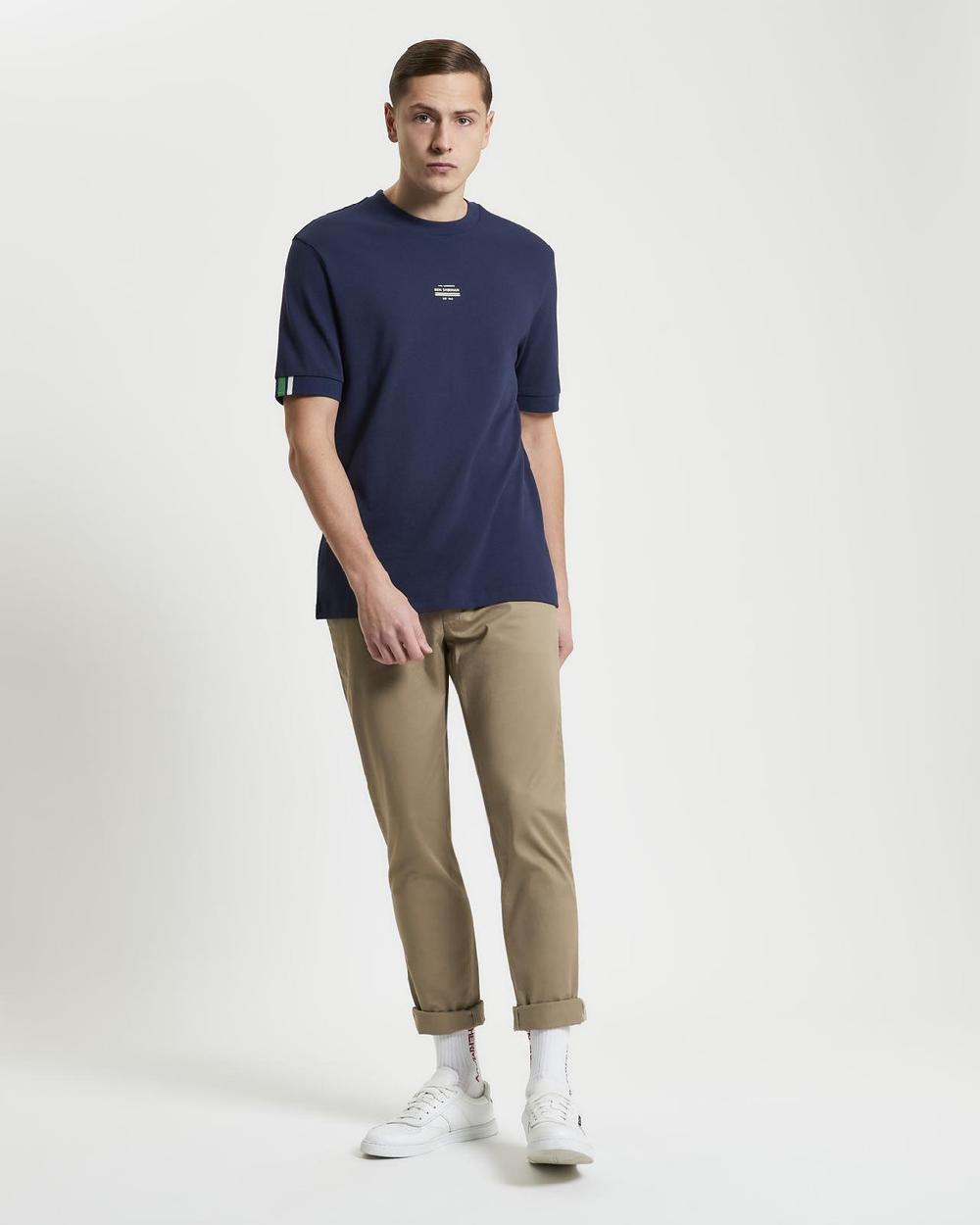 Ben Sherman Tipped Pique Tee In Dark Navy