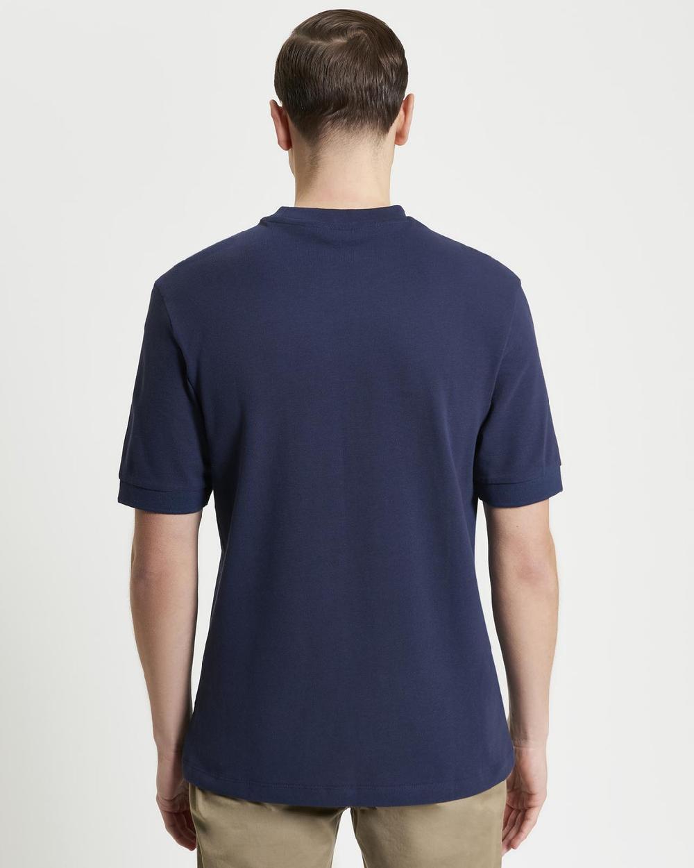 Ben Sherman Tipped Pique Tee In Dark Navy