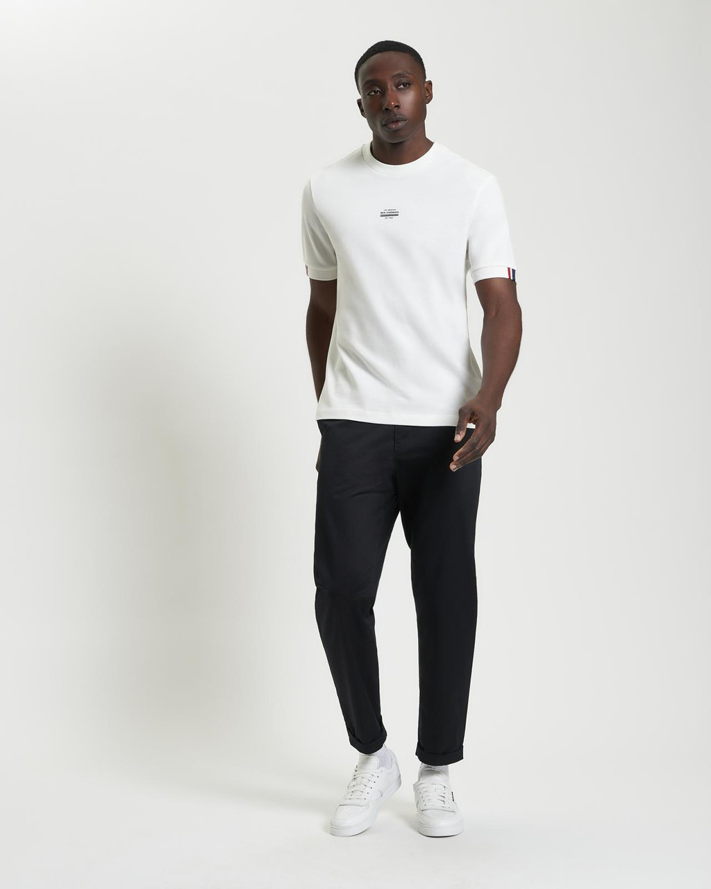 Ben Sherman Tipped Pique Tee In Snow White