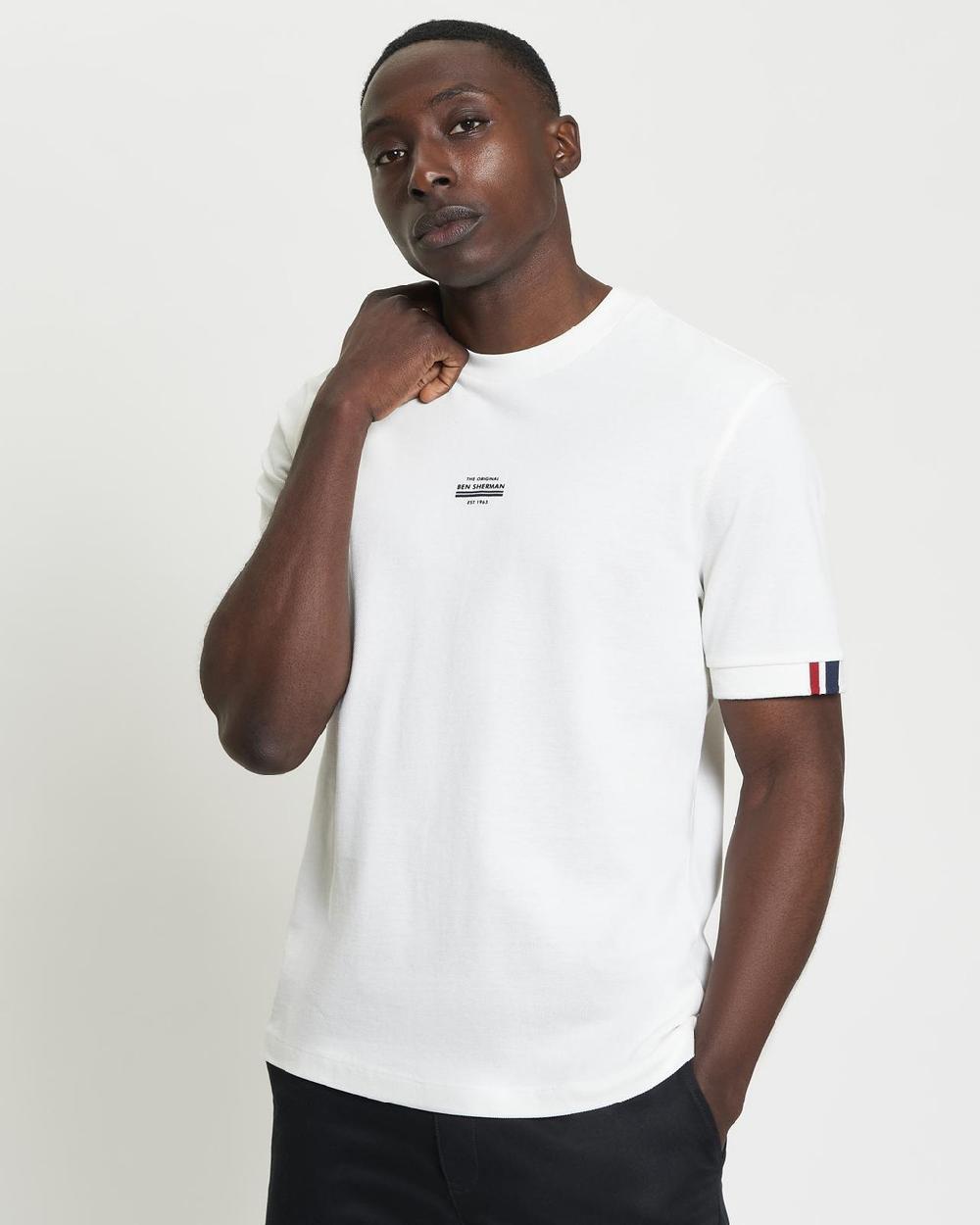 ben sherman Tipped Pique Tee in Snow White