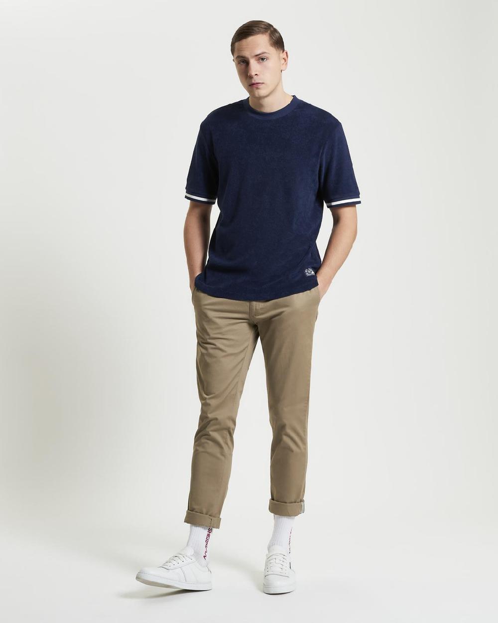 Ben Sherman Towelling Relaxed Fit Tee In Dark Navy