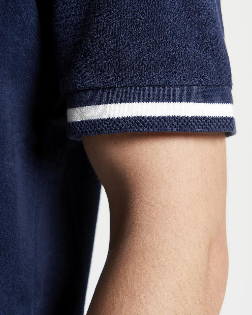 Ben Sherman Towelling Relaxed Fit Tee In Dark Navy