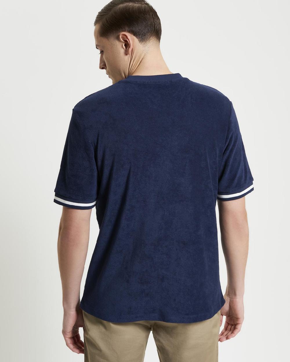 Ben Sherman Towelling Relaxed Fit Tee In Dark Navy