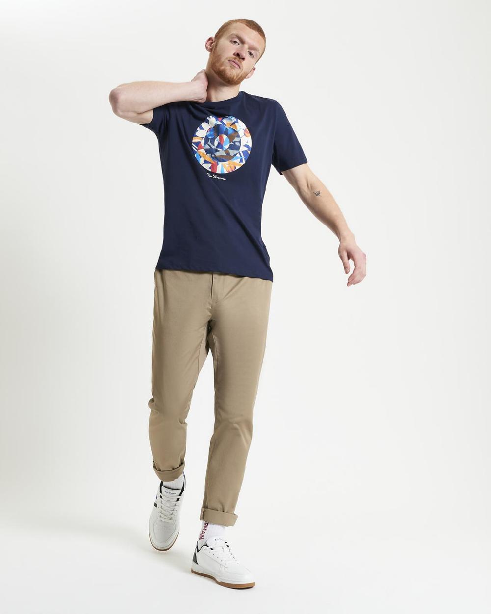 Ben Sherman Tropical Target Tee In Dark Navy