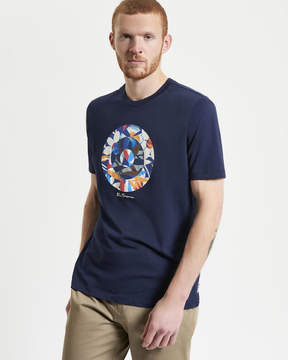 ben sherman Tropical Target Tee in Dark Navy