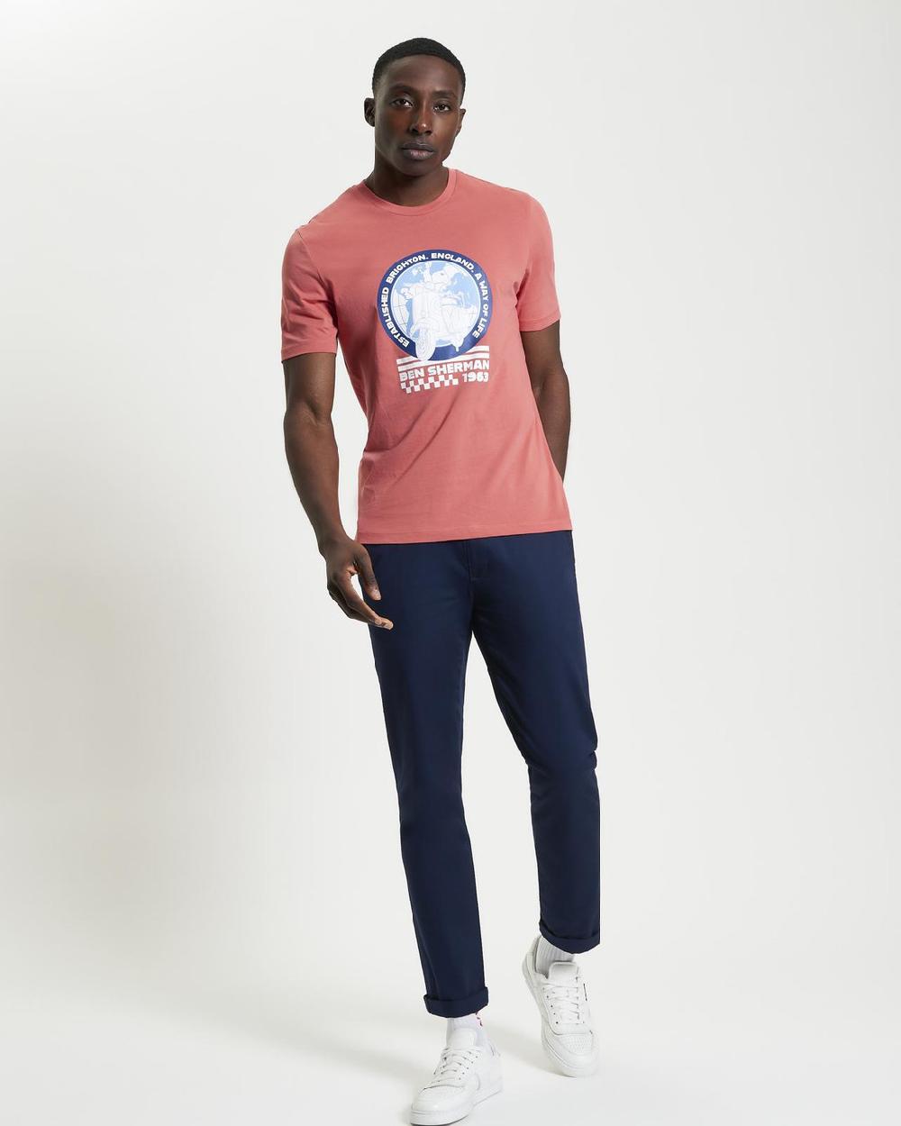 Ben Sherman World Scooter Tee In Cerise