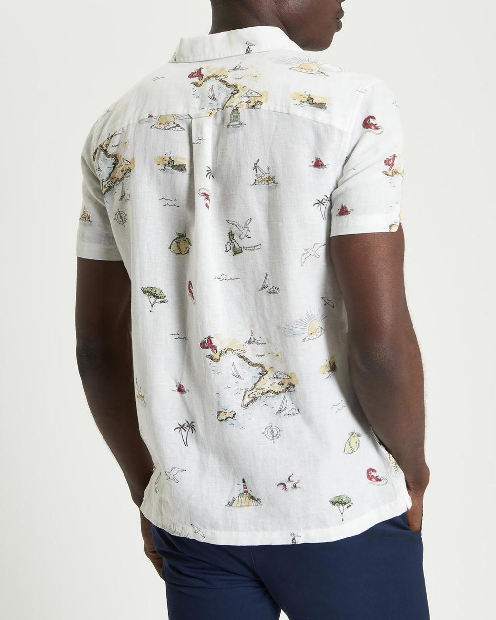Ben Sherman Brighton To Amalfi Print Shirt In Snow White