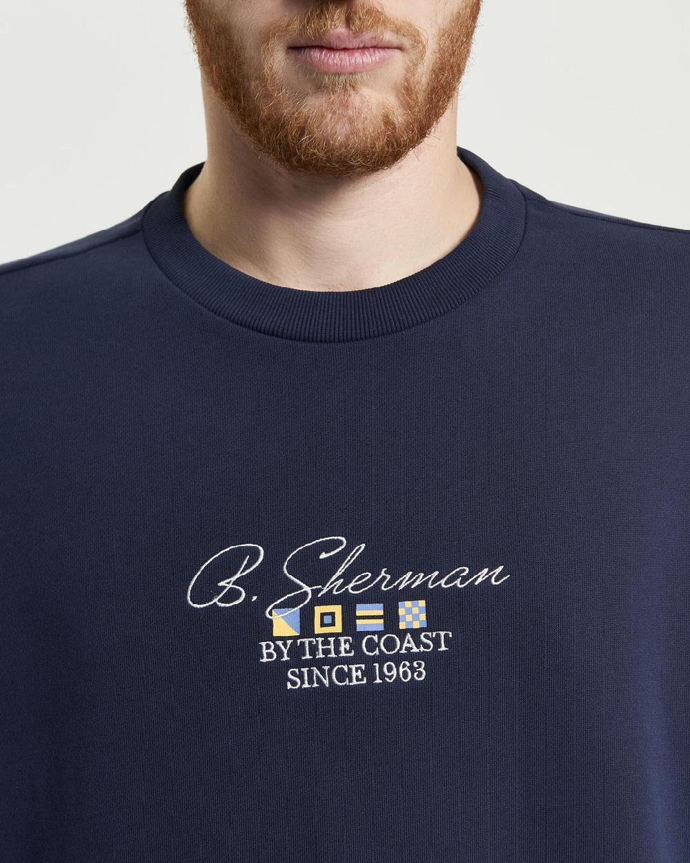 Ben Sherman By The Coast Crew Neck Sweatshirt In Dark Navy