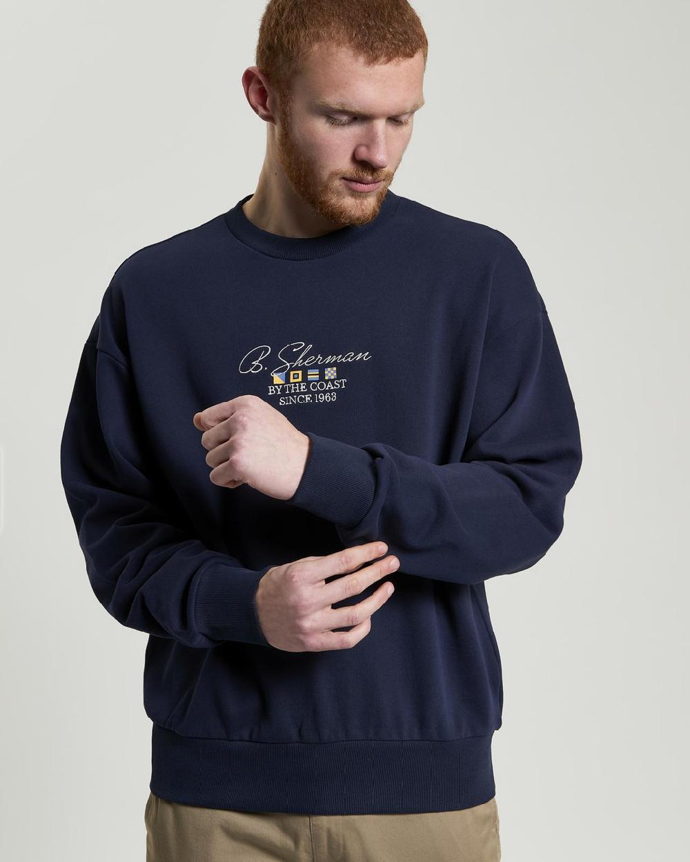 ben sherman By The Coast Crew Neck Sweatshirt in Dark Navy