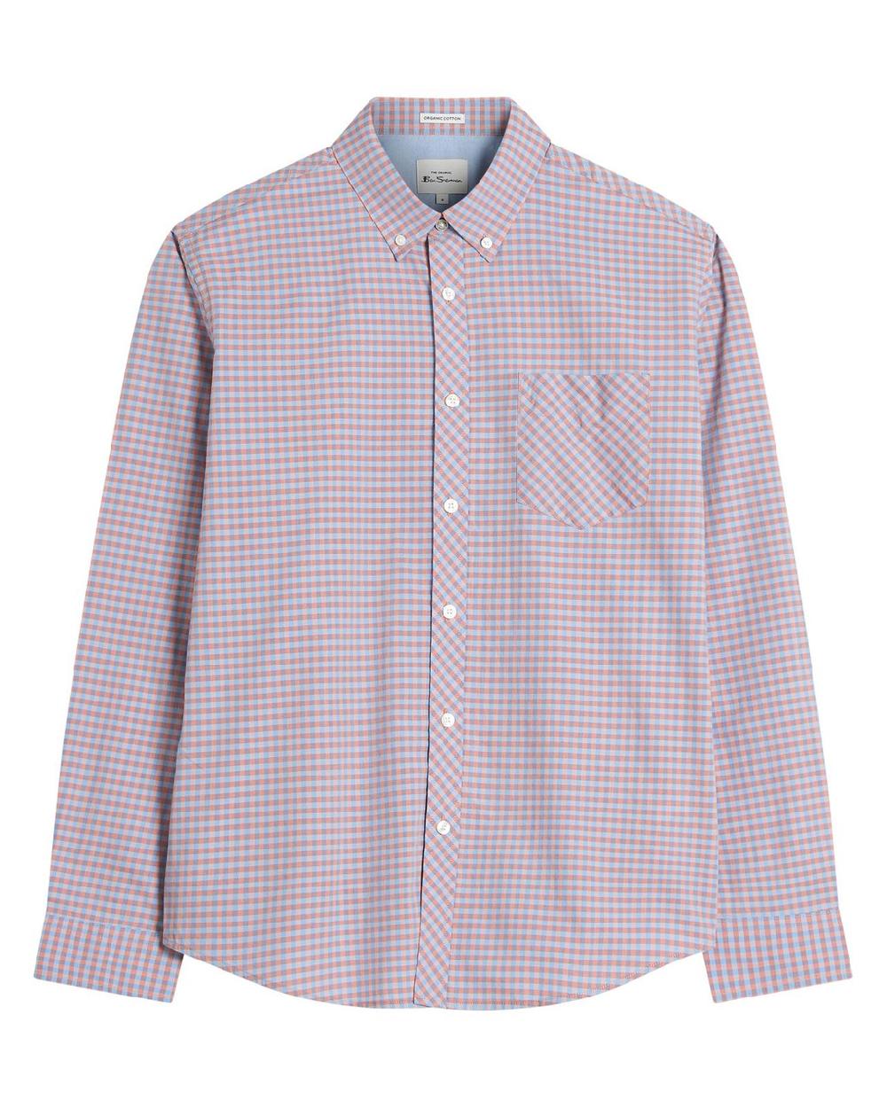 Ben Sherman Long Sleeve Signature Gingham Shirt In Light Pink