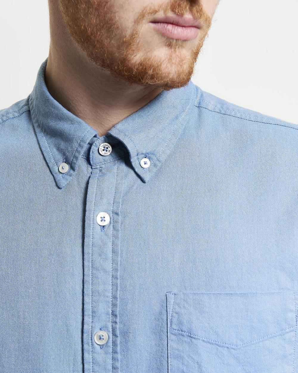 Ben Sherman Long Sleeve Signature Oxford Shirt In Airforce