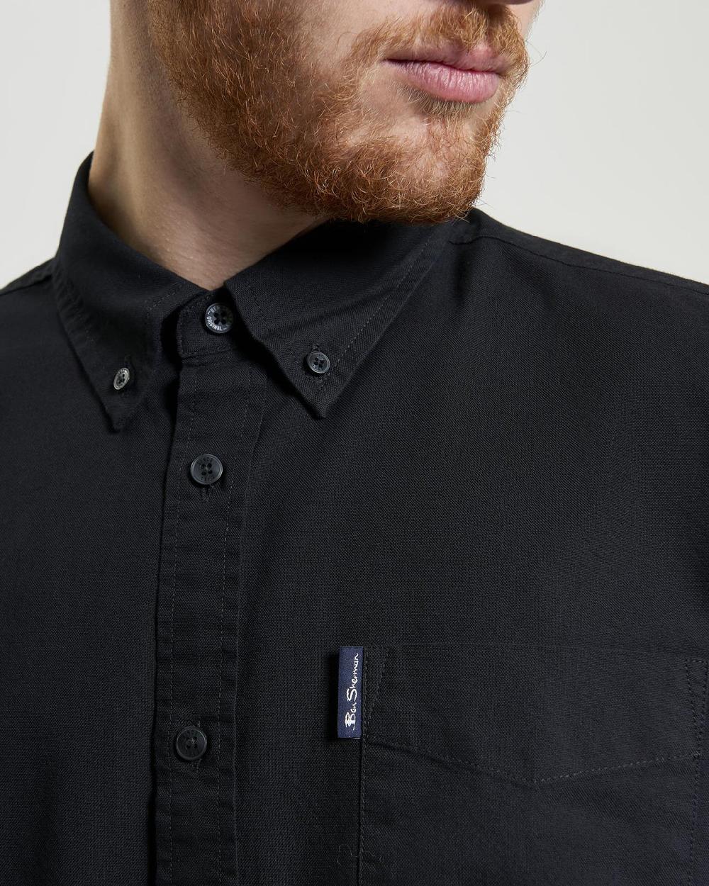Ben Sherman Long Sleeve Signature Oxford Shirt In Black