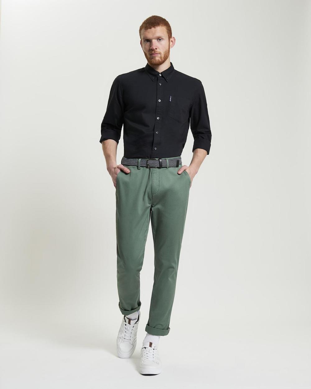 Ben Sherman Long Sleeve Signature Oxford Shirt In Black