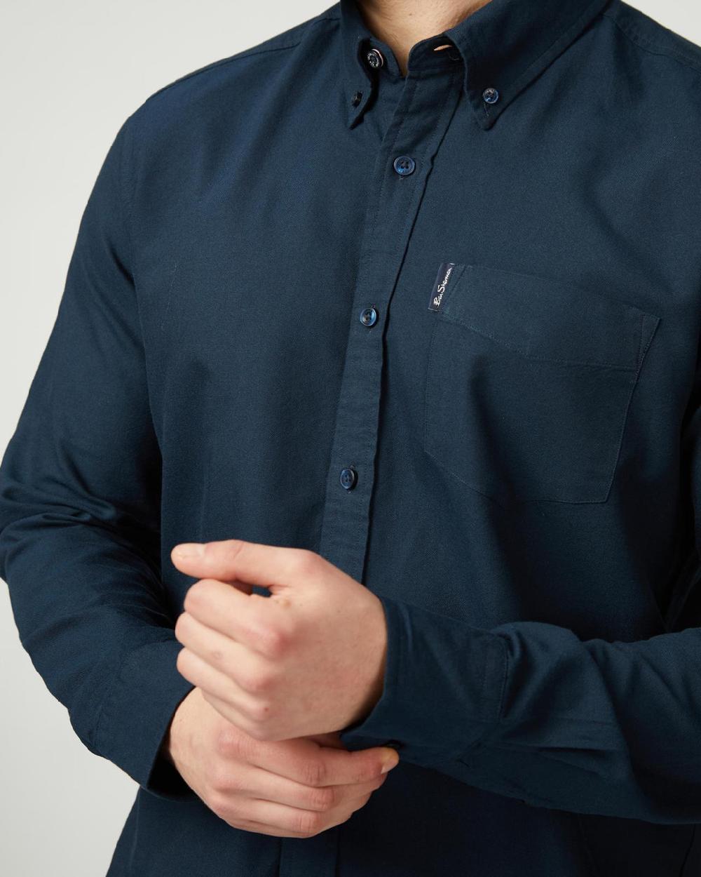 Ben Sherman Long Sleeve Signature Oxford Shirt In Dark Navy