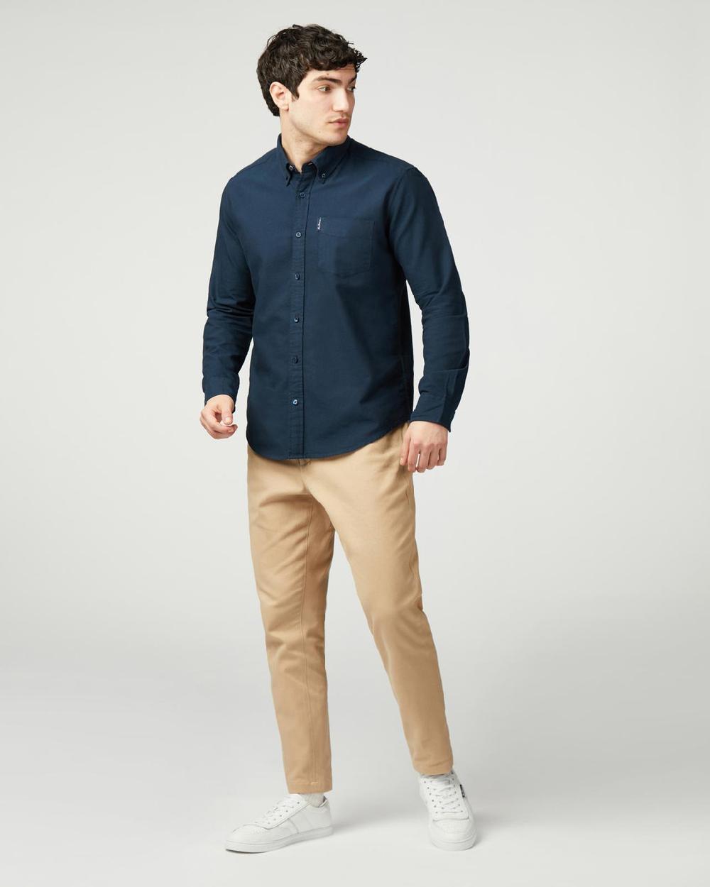 ben sherman Long Sleeve Signature Oxford Shirt in Dark Navy