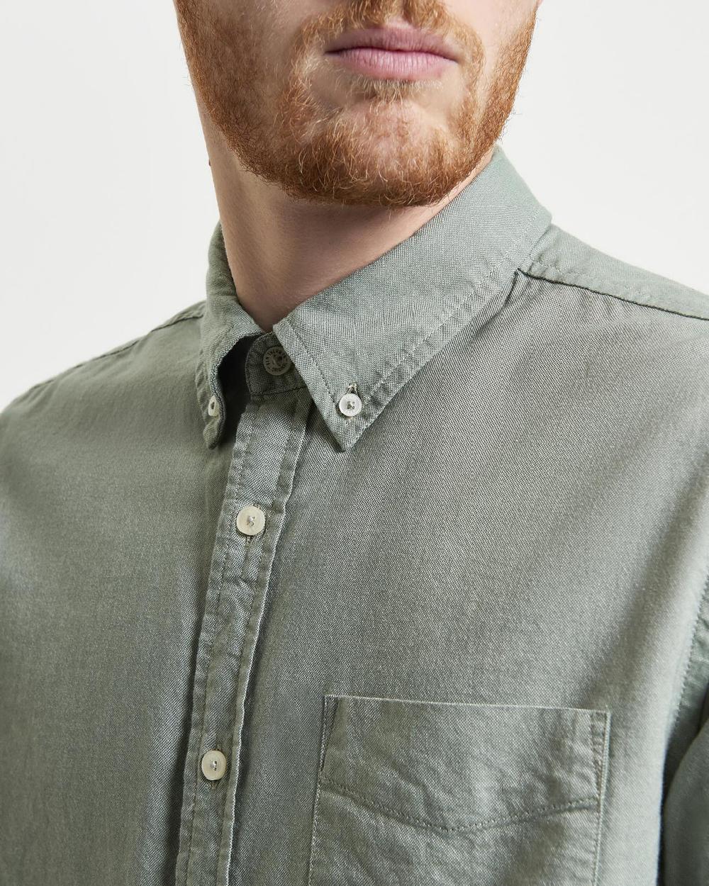 Ben Sherman Long Sleeve Signature Oxford Shirt In Pale Khaki