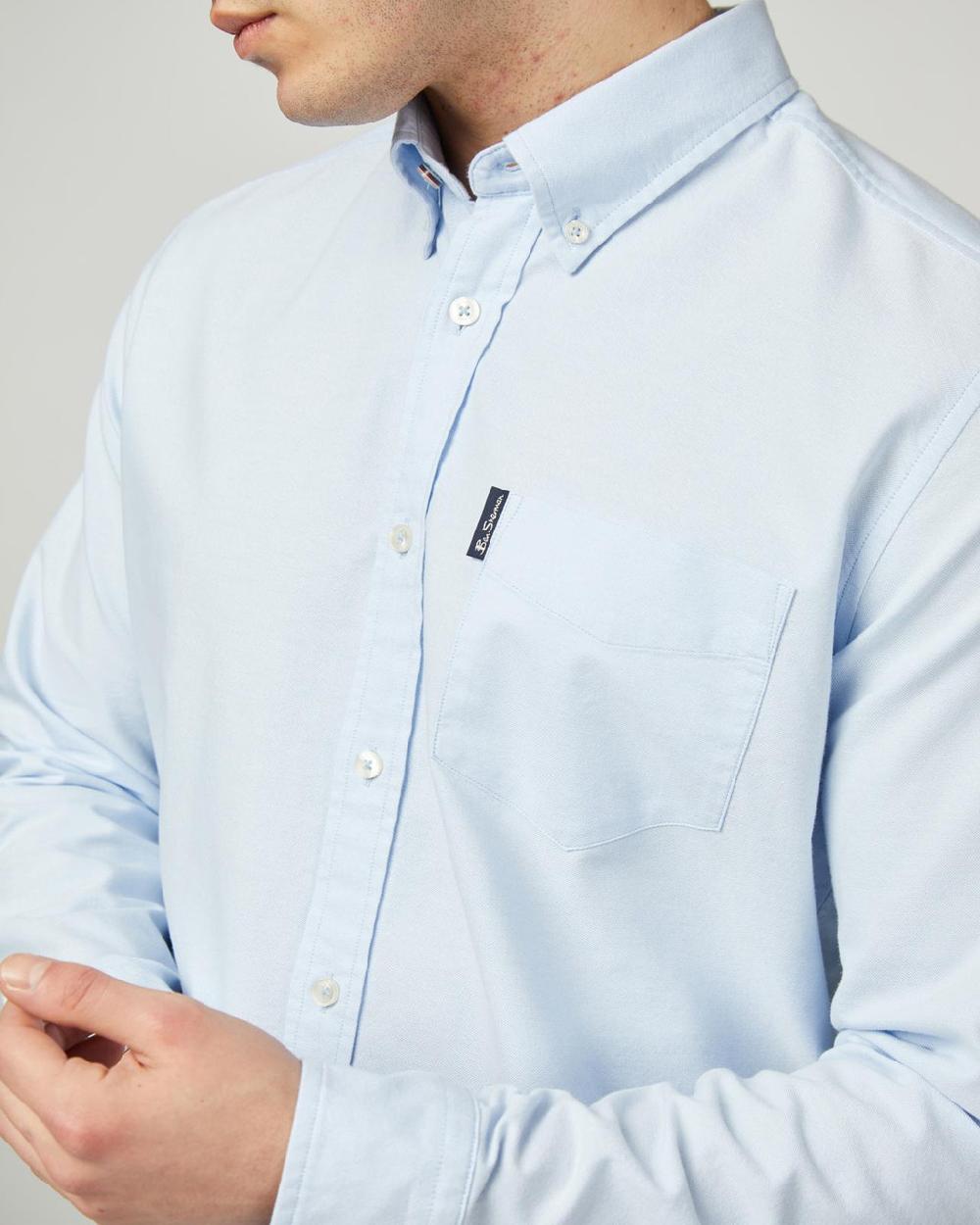 Ben Sherman Long Sleeve Signature Oxford Shirt In Sky
