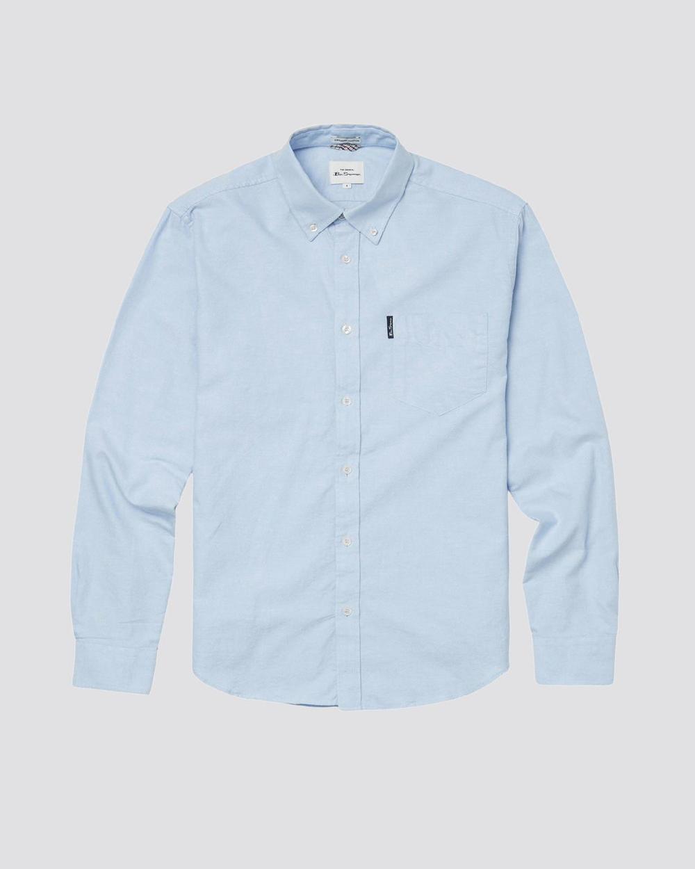 Ben Sherman Long Sleeve Signature Oxford Shirt In Sky