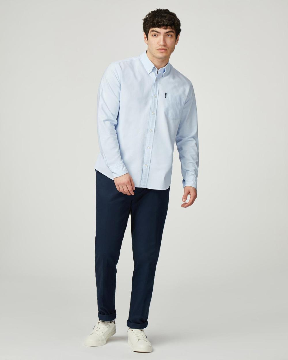 ben sherman Long Sleeve Signature Oxford Shirt in Sky
