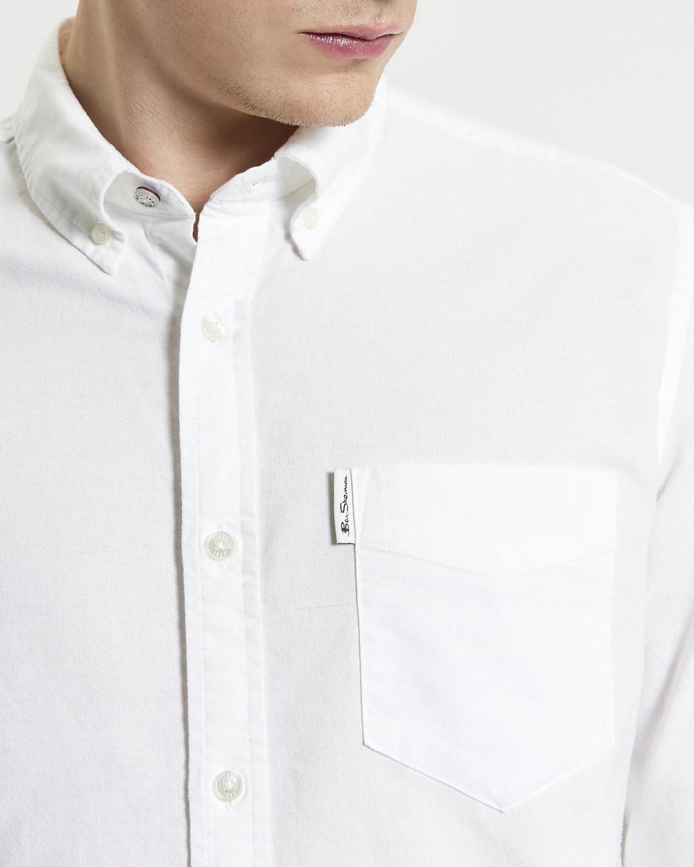 Ben Sherman Long Sleeve Signature Oxford Shirt In White