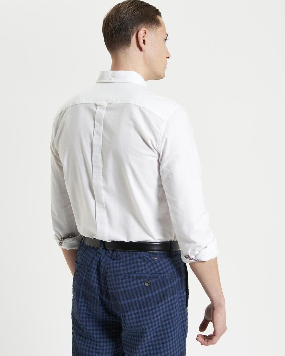 Ben Sherman Long Sleeve Signature Oxford Shirt In White