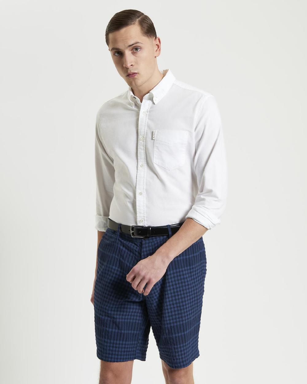 ben sherman Long Sleeve Signature Oxford Shirt in White