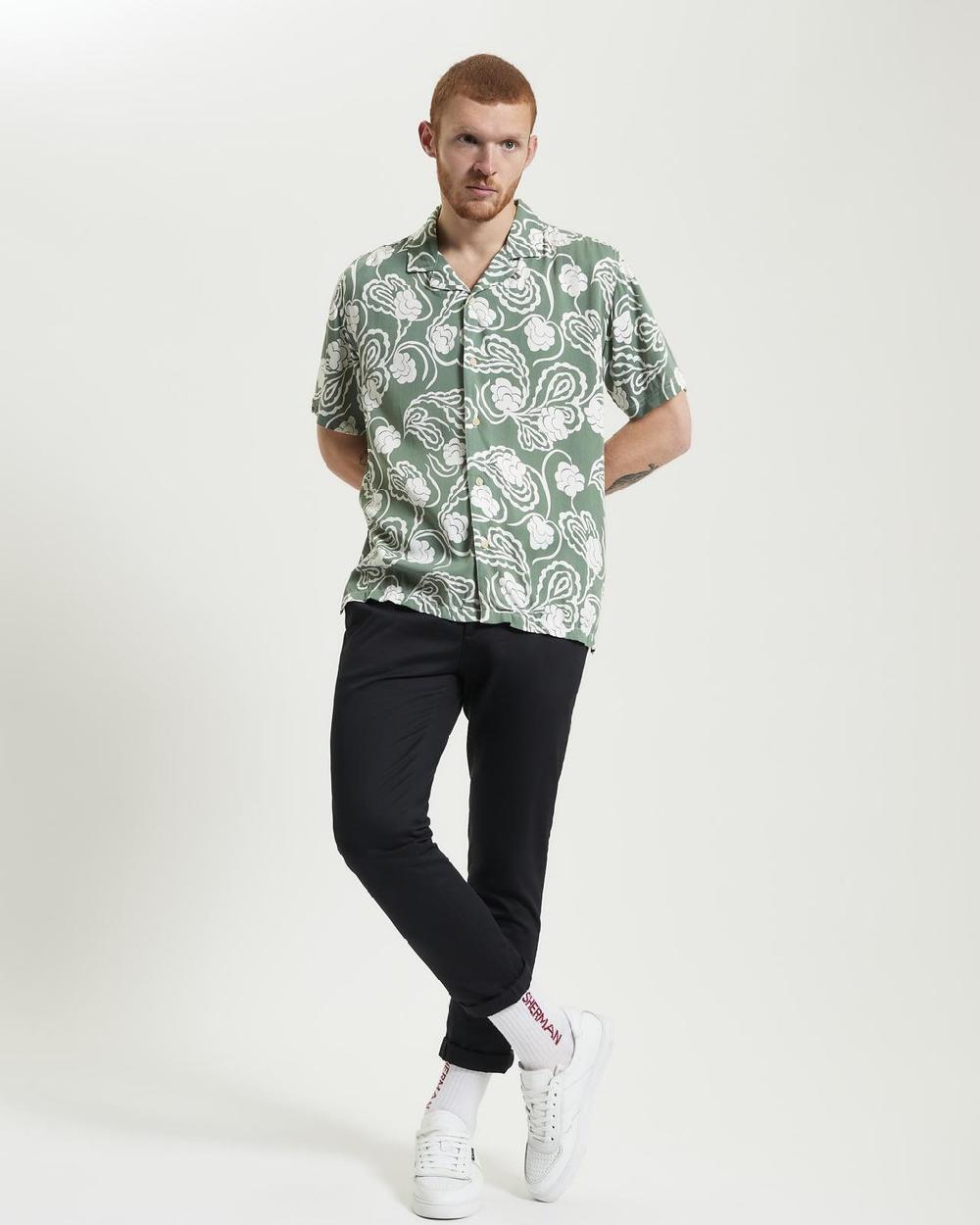 ben sherman Short Sleeve Paisley Swirl Shirt in Pale Khaki