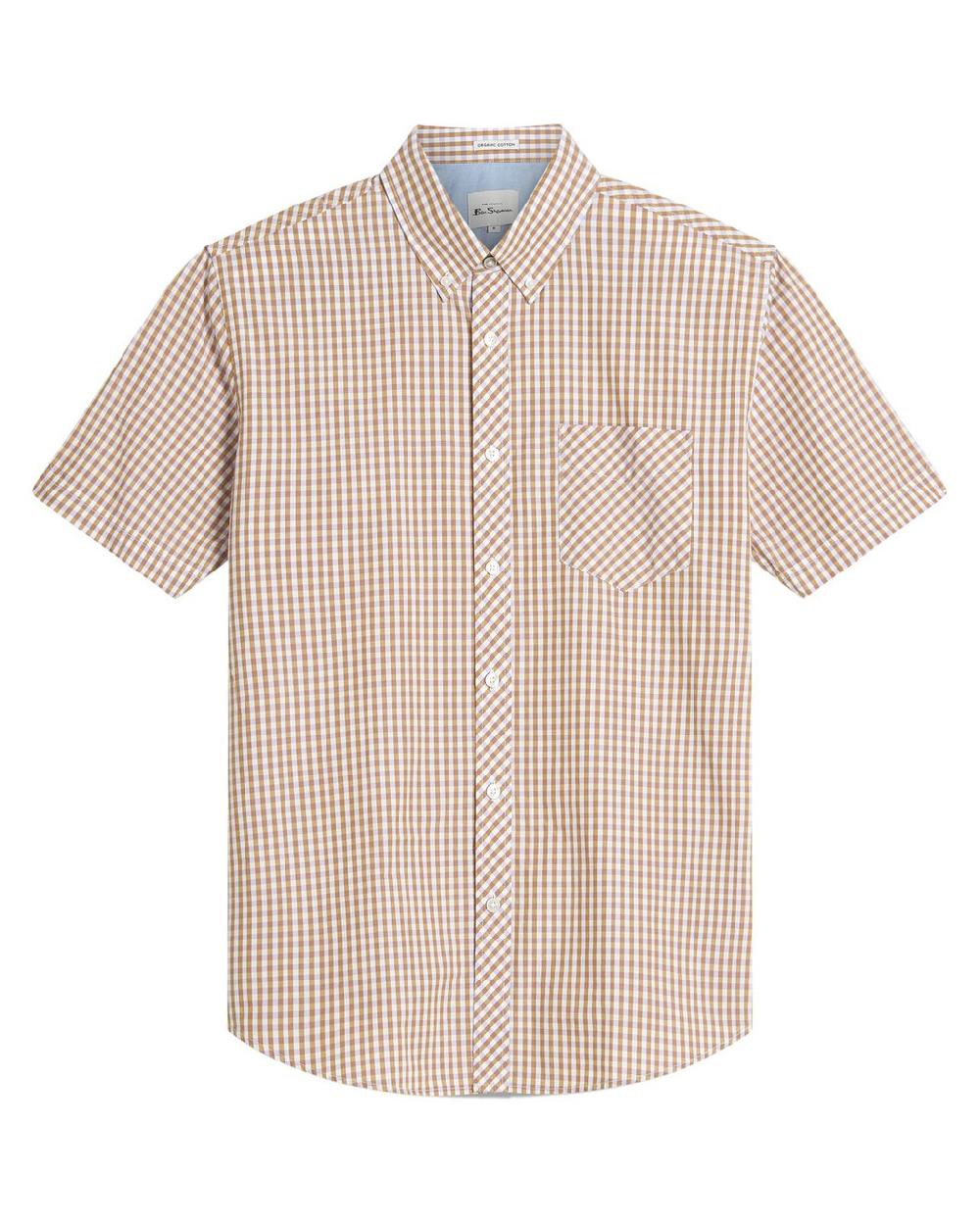 Ben Sherman Short Sleeve Signature Gingham Shirt In Caramel