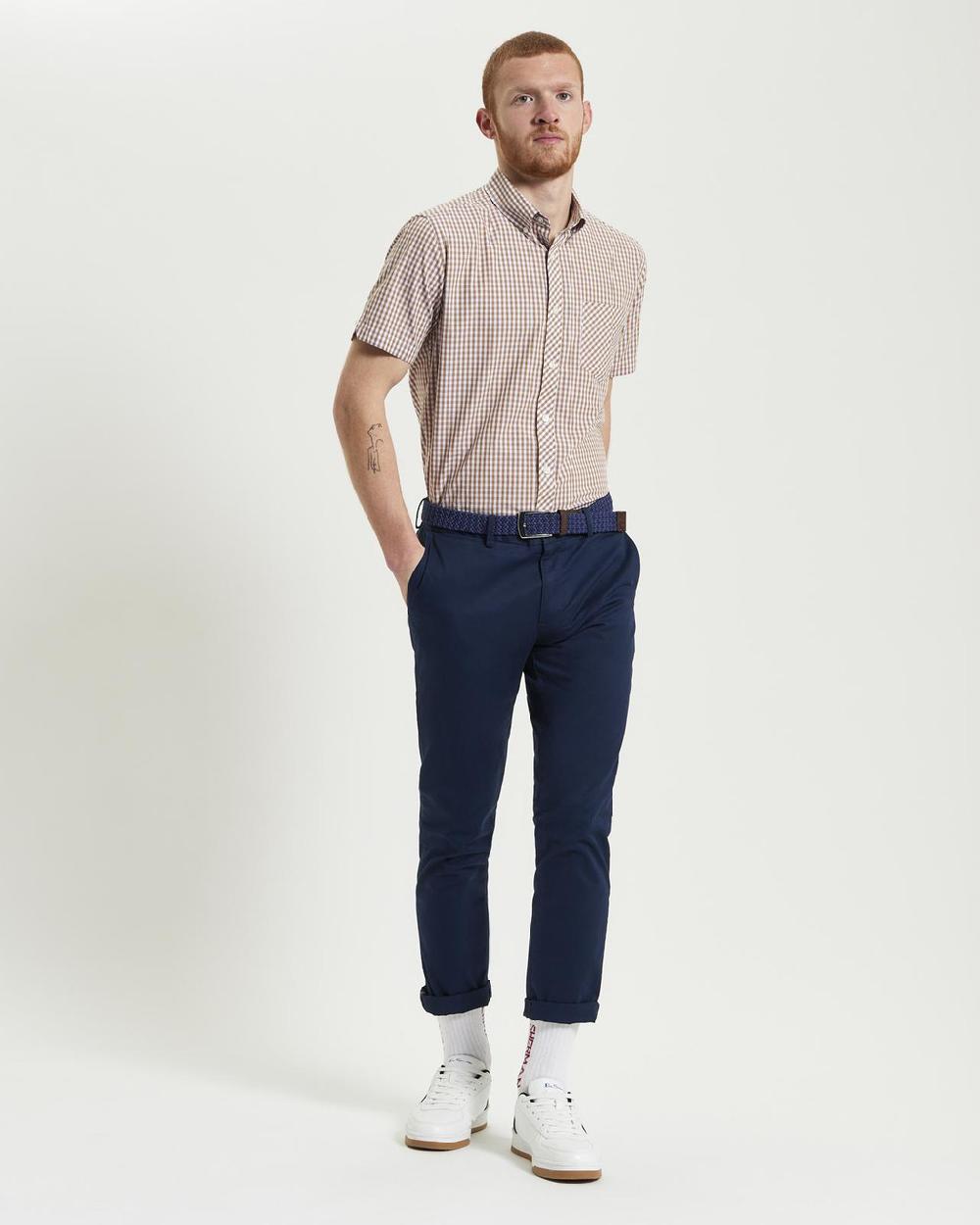 ben sherman Short Sleeve Signature Gingham Shirt in Caramel