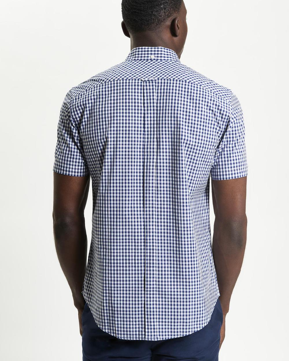 Ben Sherman Short Sleeve Signature Gingham Shirt In Dark Blue