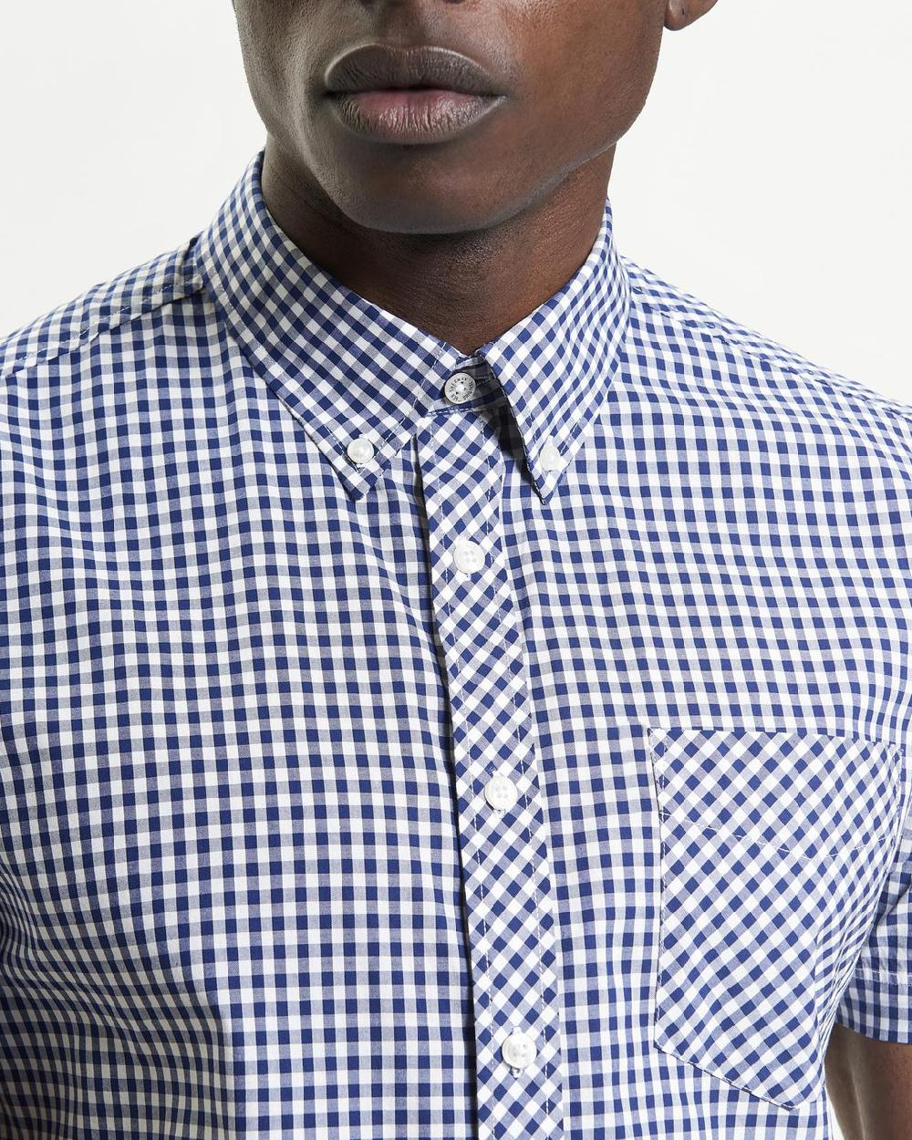 Ben Sherman Short Sleeve Signature Gingham Shirt In Dark Blue