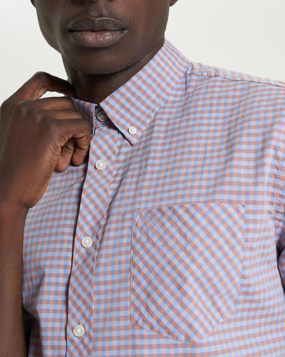 Ben Sherman Short Sleeve Signature Gingham Shirt In Light Pink